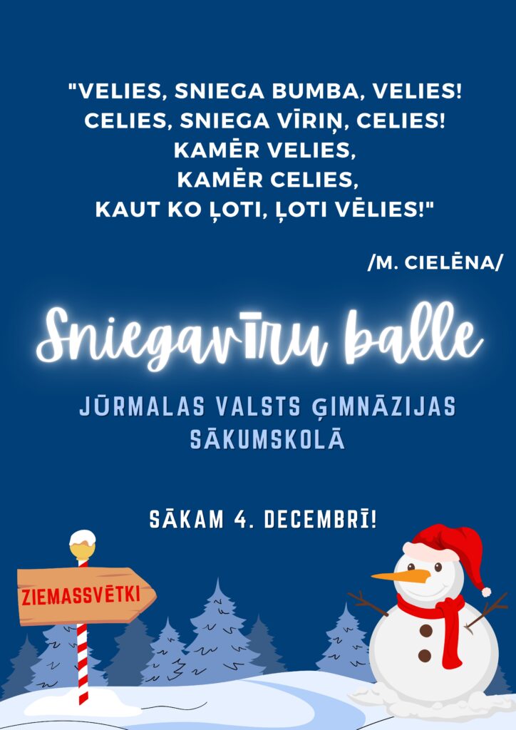 Sniegavīru balle Jūrmalas Valsts ģimnāzijas sākumskolā