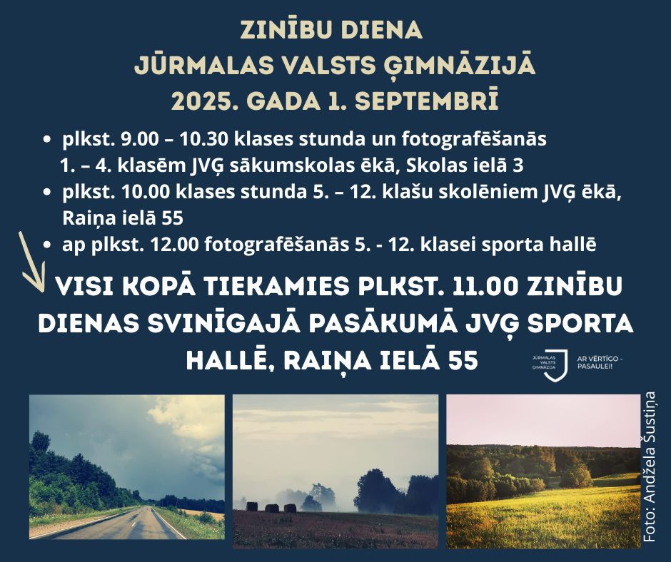 Zinību diena Jūrmalas Valsts ģimnāzijā 2025. gada 1. septembrī